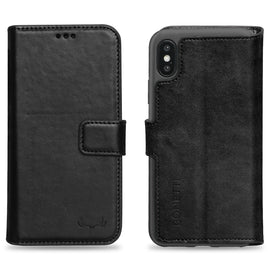 Wallet ID Window  Leather Protective Slim Fit Wallet Phone Case with Credit Card Slots for iPhone XS Max-Black