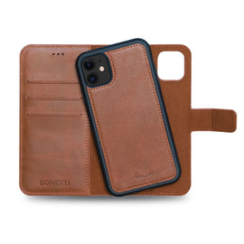 Wallet Magnet Magic  Leather Protective Slim Fit Wallet 2 in 1 Phone Case with Credit Card Slots for iPhone 11-Brown
