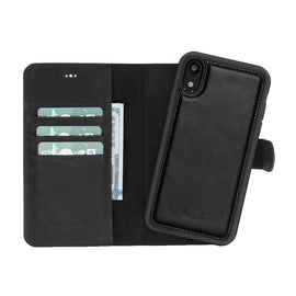 Wallet Magnet Magic  Leather Protective Slim Fit Wallet 2 in 1 Phone Case with Credit Card Slots for iPhone XR-Black