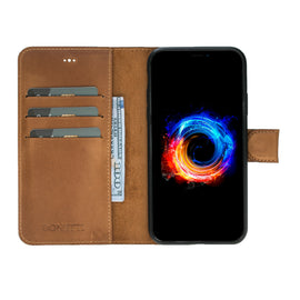 Wallet Magnet Magic  Leather Protective Slim Fit Wallet 2 in 1 Phone Case with Credit Card Slots for iPhone XS Max-Brown