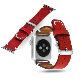 Leather Band for Apple Watch 38mm - Crazy Red