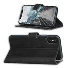 Wallet ID Window  Leather Protective Slim Fit Wallet Phone Case with Credit Card Slots for iPhone XS Max-Black