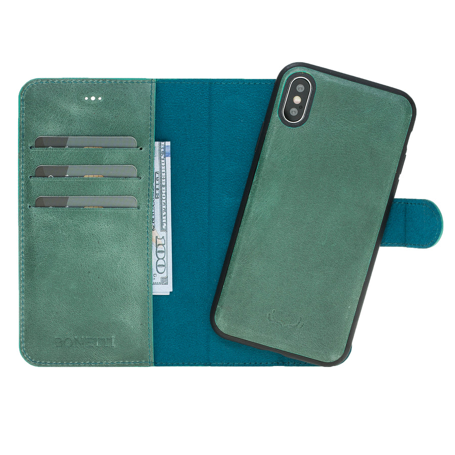 Magic Magnet Wallet Leather Cases for iPhone X / XS - Crazy Turquoise