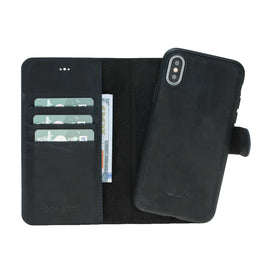 Magic Magnet Wallet Leather Cases for iPhone X / XS - Crazy Black