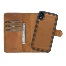 Wallet Magnet Magic  Leather Protective Slim Fit Wallet 2 in 1 Phone Case with Credit Card Slots for iPhone XR-Brown